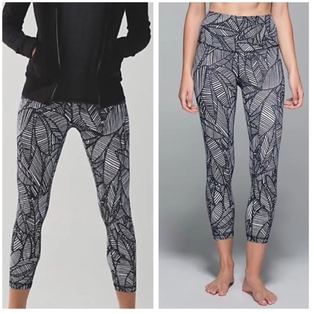 Lululemon Women's Banana Leaf Wunder Under Foldover Cropped Leggings Size 6